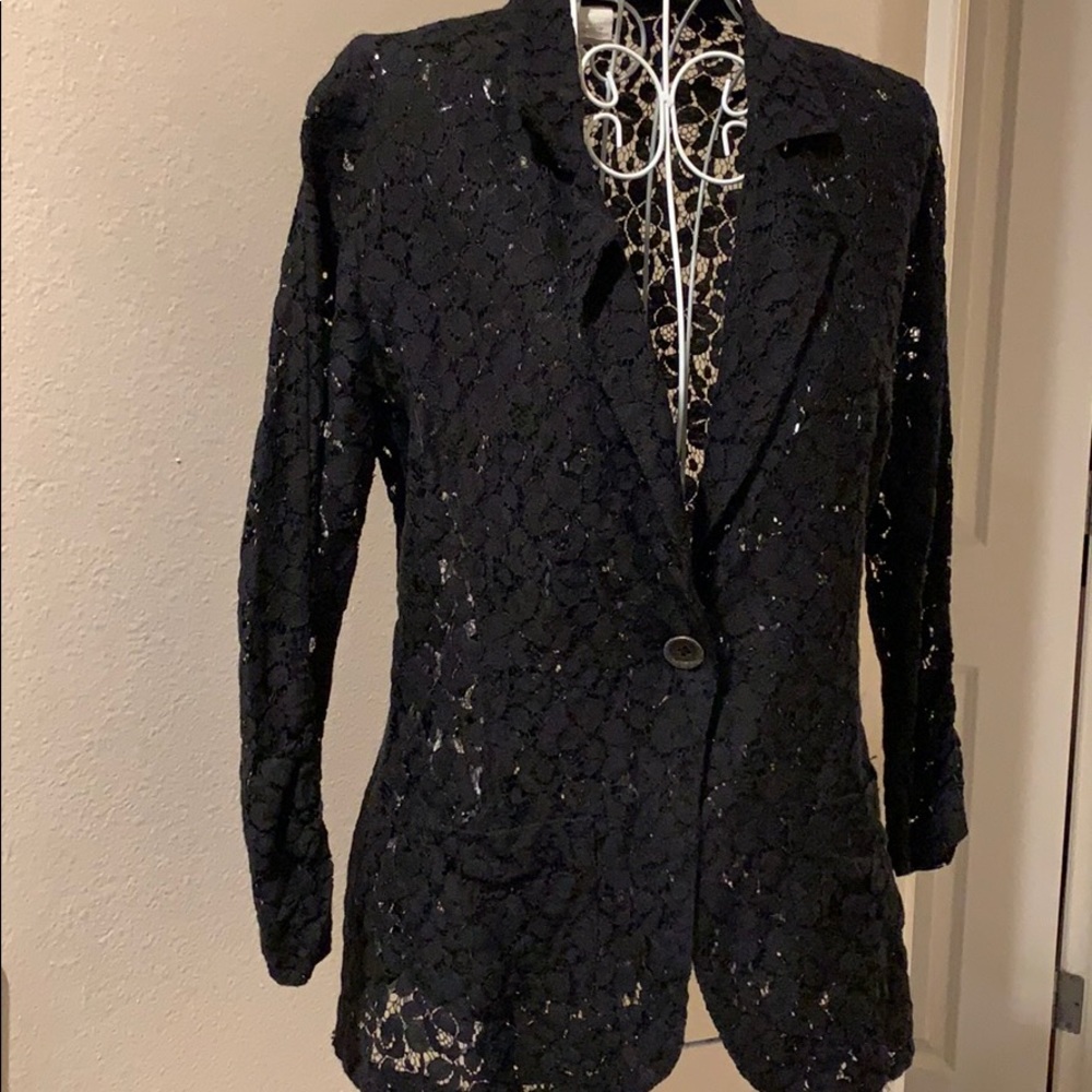 See thru floral lace blazer